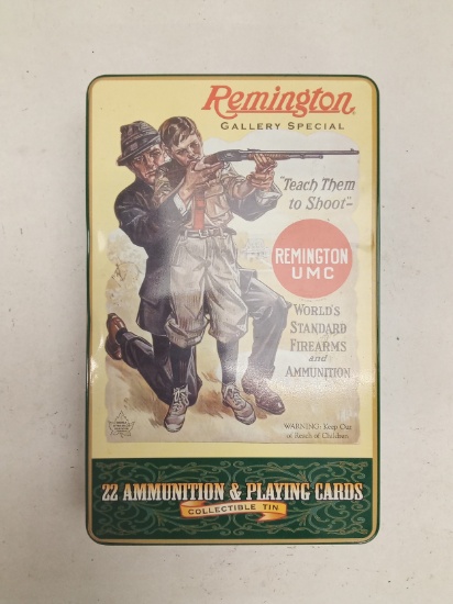 (400 RDS.) REMINGTON 22LR AMMO, TIN, & CARDS
