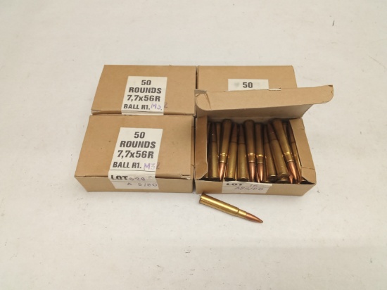 (200 RDS.) 7,7X56R AMMO, BALL R1 M3Z BRASS CASED