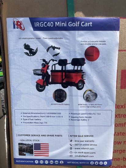 New IR IRGC40 Mini Electric Golf Cart