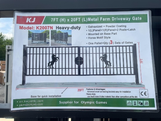 (3X) New KJ 20' BI-Parting Driveway Gates