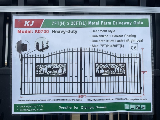 (4X) Sets New KJ 20' BI-Parting Driveway Gates