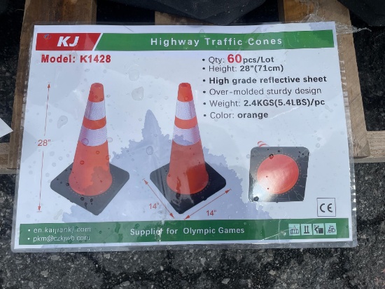 New Skid Lot Of (60) 28" Traffic Cones
