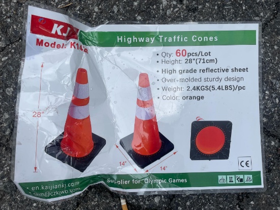 New Skid Lot Of (60) 28" Traffic Cones