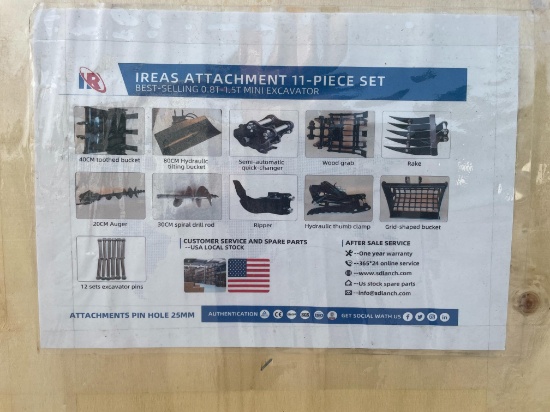 New IR 11 PC Set Of Mini Excavator Attachments