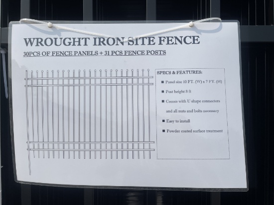 New (30) PCS Wrought Iron Site Fence