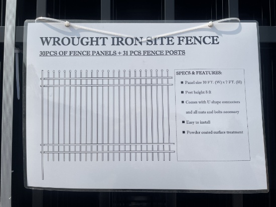 New (30) PCS Wrought Iron Site Fence