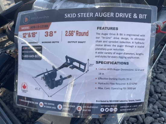 (2X) New Wolverine Quick Attach Auger Drive W/Bits