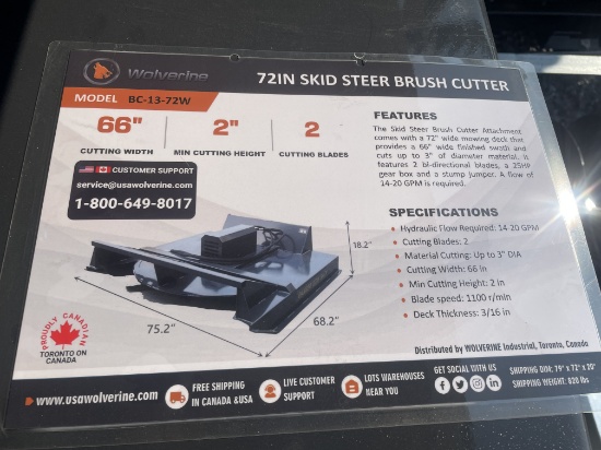 (5X) New Wolverine 72" Quick Attach Brush Cutter