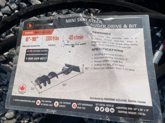 New Wolverine Mini Quick Attach Auger Drive W/ Bit