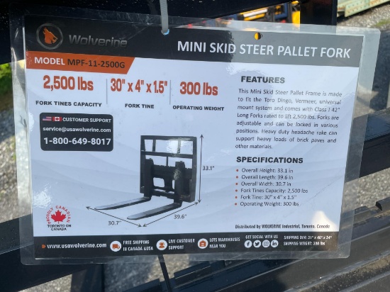 New Wolverine Mini Quick Attach Pallet Forks