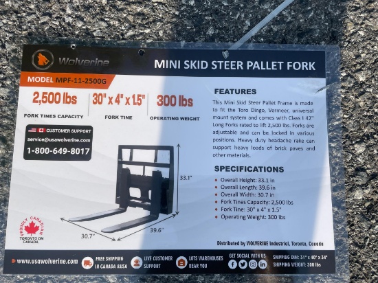 New Wolverine Mini Quick Attach Pallet Forks