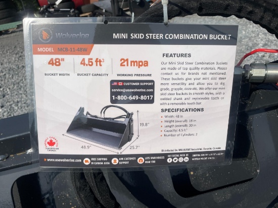 New Wolverine 48" Mini Quick Attach Combi Bucket