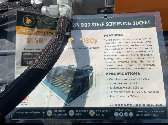 New Wolverine Quick Attach 72" Screen Bucket