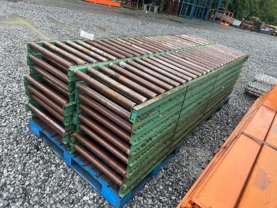 Skid Lot Of 10' Roller Conveyors