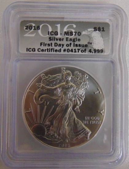 2016 Silver Eagle First Day of Issue.
