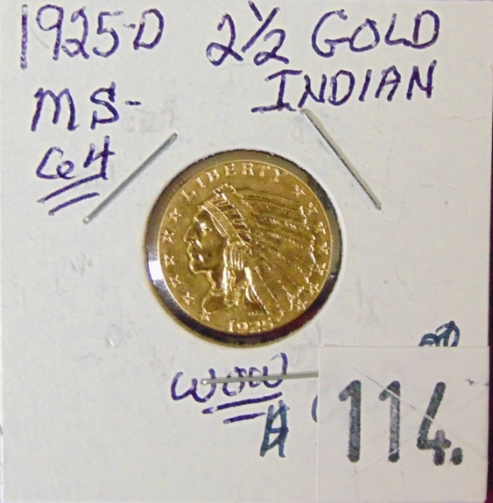 1925-D Quarter Eagle Gold $2.50 Indian MS64.