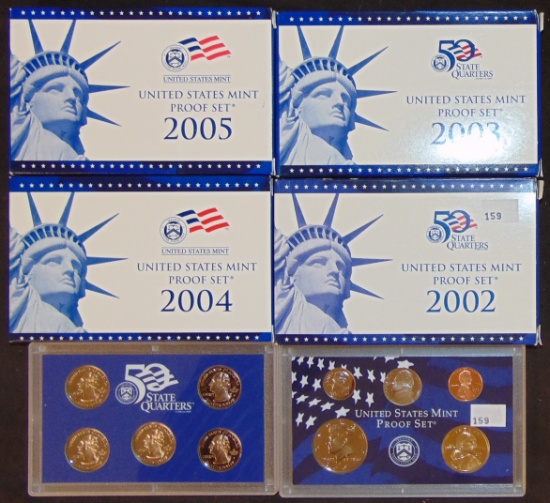 2002, 2003, 2004, 2005 U.S. Proof Sets.