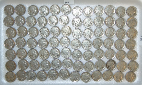 84 Buffalo Nickels (all readable dates, some mint marks).