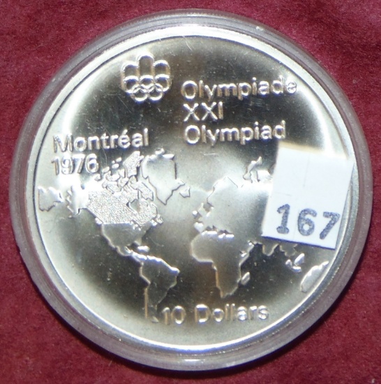 1973 Canada Montreal Olympics $10 .925 Silver 1.44 ozt. ASW.