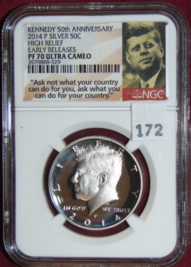2014-P Silver Kennedy Half Dollar NGC PF70 Ultra Cameo.