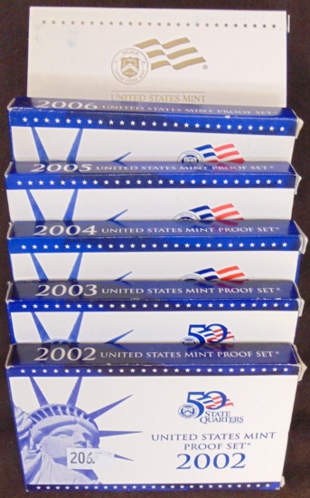 (6) U.S. Mint Proof Sets: 2002-2007.