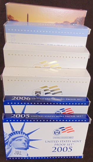 (6) U.S. Mint Proof Sets: 2005, 2006, 2007, 2008, 2009, 2014.