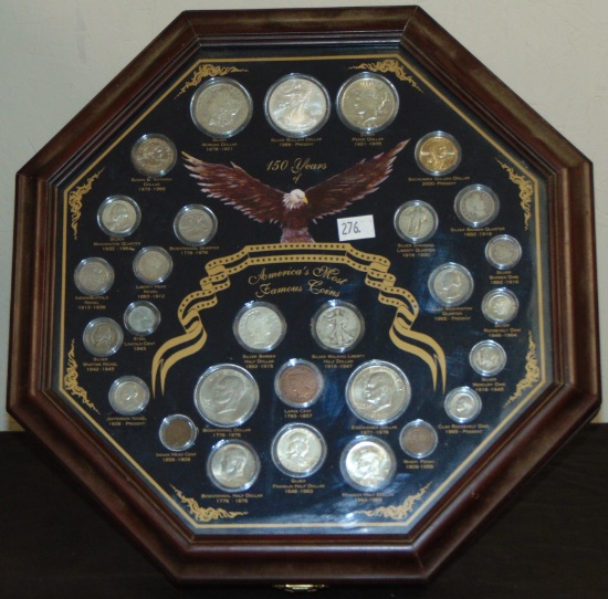 150 Years of America's Most Famous Coins Display with (29) Coins.