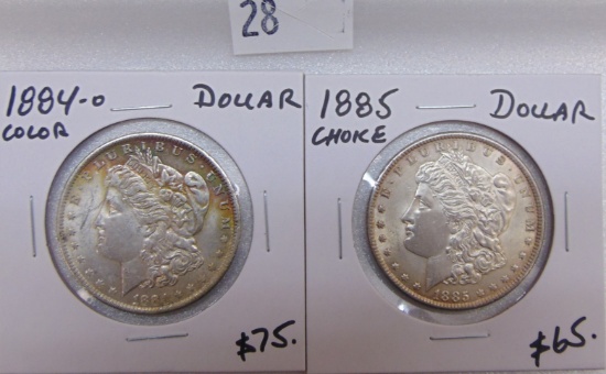 1884-O, 1885 Morgan Dollars.