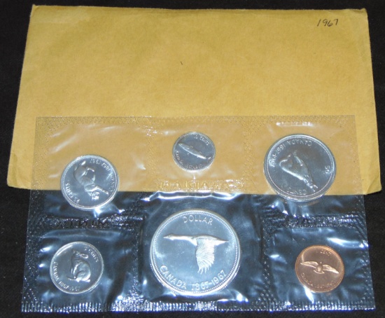 1967 Canada 6-Coin Silver Sets (1.11 ASW) (Dime - Dollar .800 Silver).