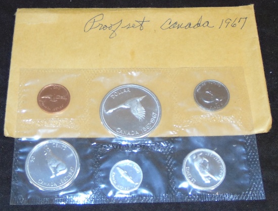 1967 Canada 6-Coin Silver Sets (1.11 ASW) (Dime - Dollar .800 Silver).