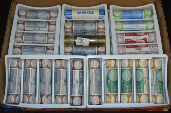 $54 face: 1958 Roll and  Westward Journey Nickels.