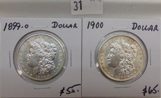 1899-O, 1900 Morgan Dollars.
