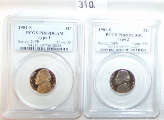 1981-S Type 1 & Type 2 Jefferson Nickels.