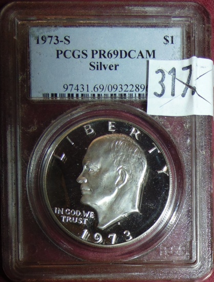 1973-S Eisenhower Dollar PCGS PR69DCAM.