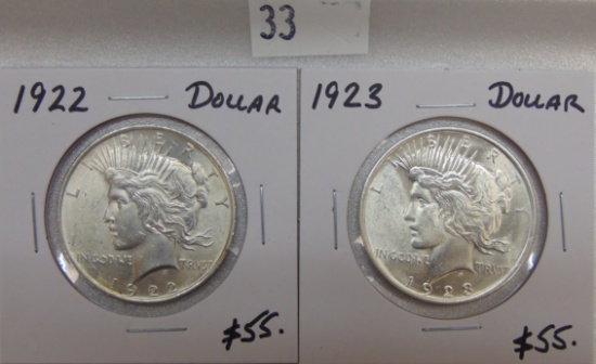 1922, 1923 Peace Dollars.
