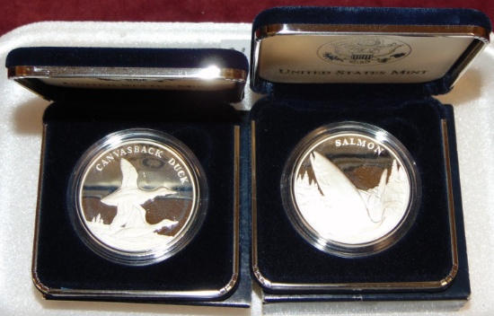 (2) 2003 U.S. Mint National Wildlife Refuge 90% Silver Medals.
