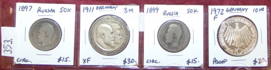 Variety: (2) German and (2) Russian Coins