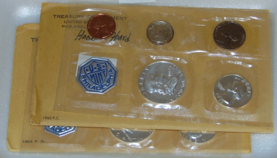 1962, 1964 U.S. Proof Sets ($1.80 face value in 90% Silver).
