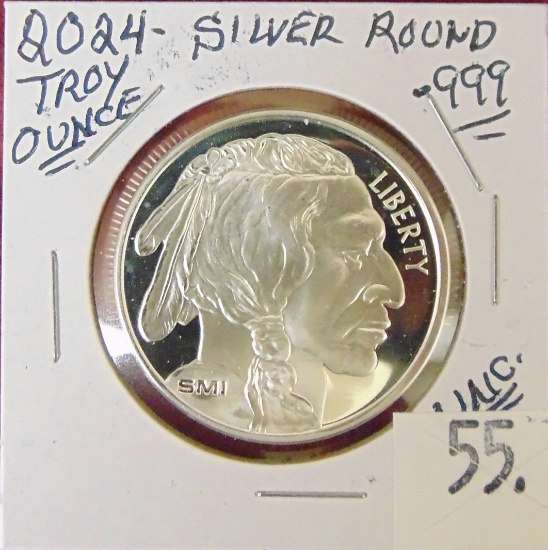 2024 Indian/Buffalo 1 Troy Oz. .999 Silver Round.