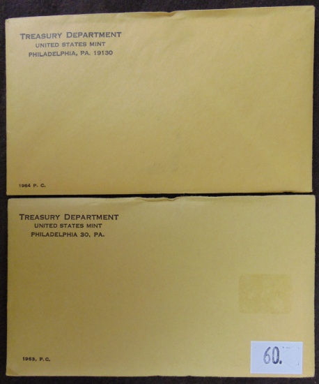 Unopened 1963, 1964 U.S. Proof Sets.