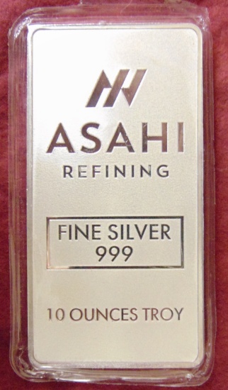 2024 Asahi 10 Troy Oz. .999 Silver Bar.