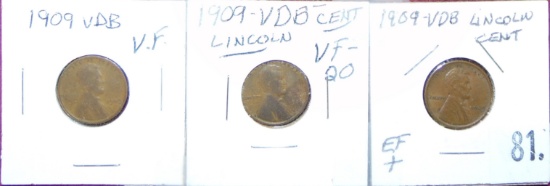 (3) 1909VDB Cents (Nice Group).