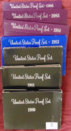 (7) U.S. Mint Proof Sets: 1980-1986-S.