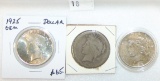 1922, 1923, 1925 Peace Dollars.