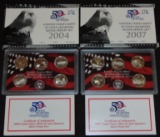 2004, 2007 U.S. Silver Quarters Proof Sets ($2.50 face value in 90% Silver).