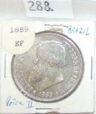 1889 Brazil 2000 Réis - Pedro II .9166 Silver.