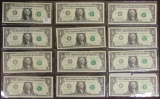 (12) 2021 Federal Reserve $1 Notes UNC (All 12 Banks).
