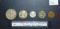 1942 Year Set: Walking Liberty Half Dollar, Washington Quarter, Mercury Dime, Jefferson Nickel, Whea