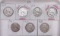 (7) Franklin Half Dollars: 1954, (2) 1954-D, 1958-D, 1961, 1961-D, 1963-D.