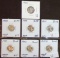 (7) Mercury Dimes: 1930, 1938, 1940, (2) 1941, 1942, 1945-D. (.900 Silver)